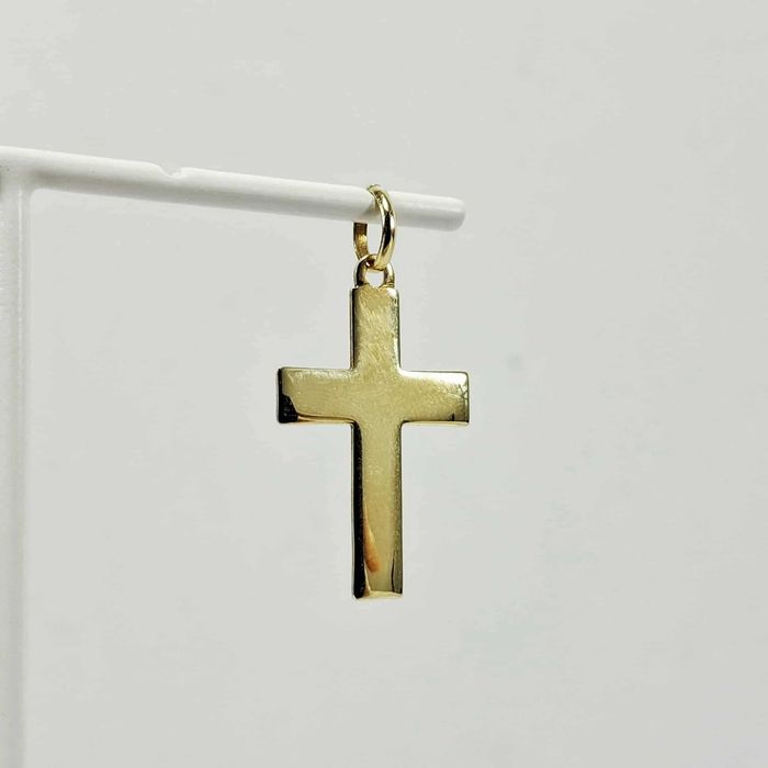 Złota zawieszka krzyżyk markowa 585 0,90g