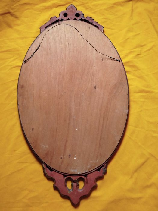 Espelho de Parede Antigo com Moldura em Madeira Entalhada 100 x 53 cm