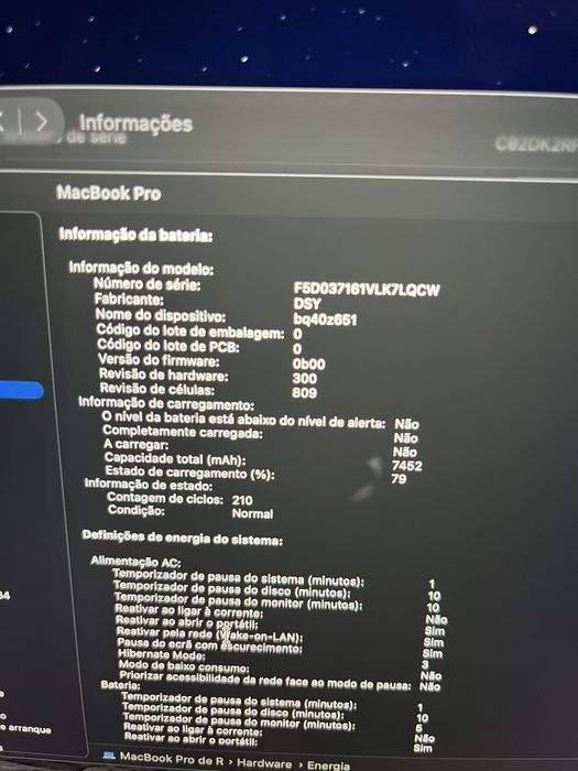 Macbook  Pro 16’ Touch Bar 2019