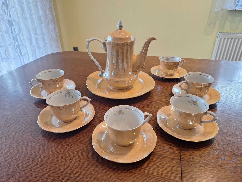 Serwis Kawowy Porcelanowy WŁOCŁAWEK PRL