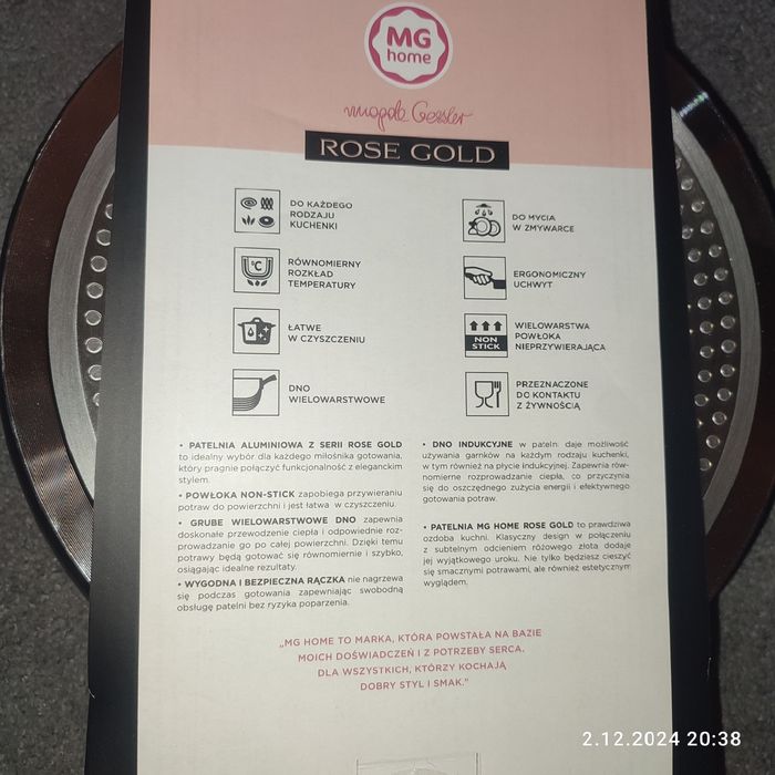 nowy Zestaw 2 patelni MG Home ROSE GOLD