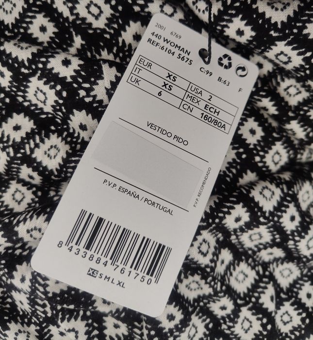 Mango czarno biała sukienka mini 34 XS / 36 s wiskoza elastyczna