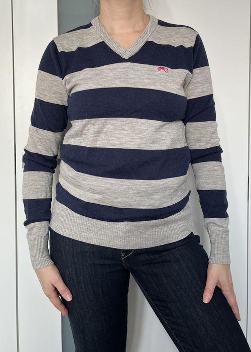 Moods of Norwey szary sweter w pasy z merino