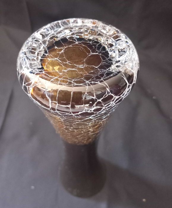 Vaso de vidro vintage, anos 60, design craquelado de Ingrid Glashütte