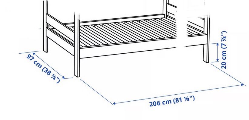 Estrutura de cama, pinho, c/ colchão
