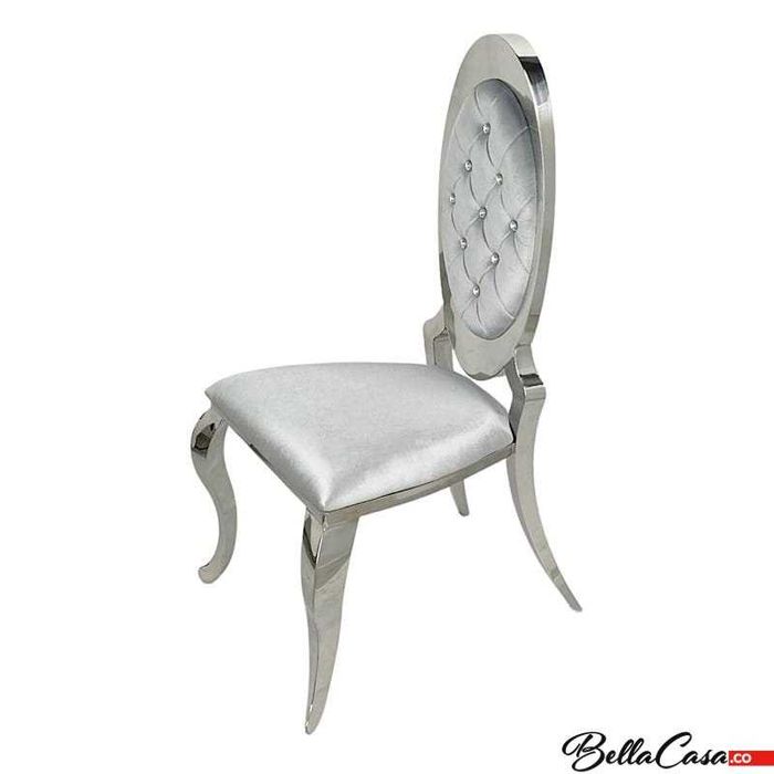 Krzesło glamour Victoria 2 Szare / Czarne / Gładkie / Pikowane