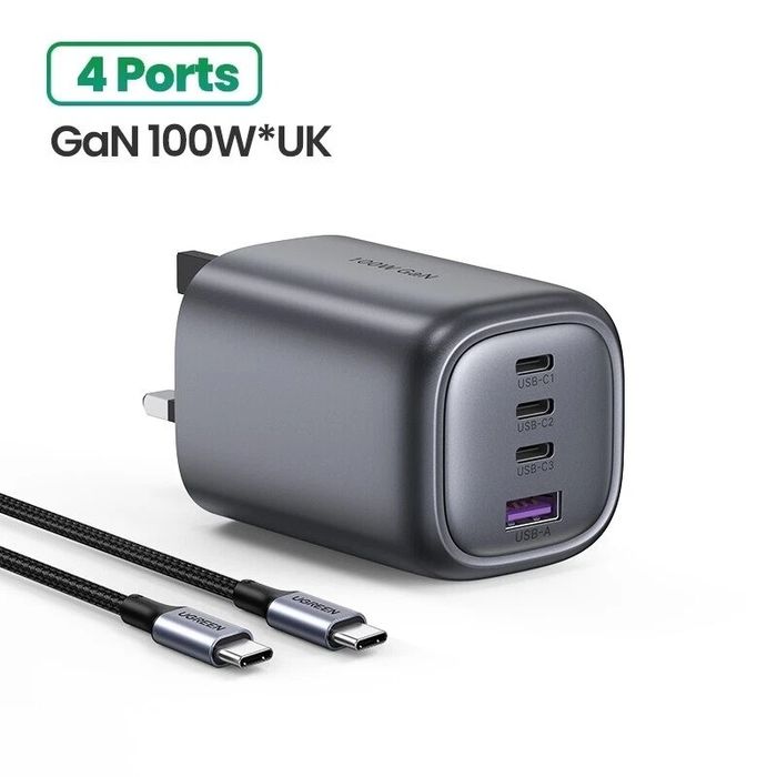Зарядний пристрій Ugreen Nexode 100W 5A 3xType-C 1xUSB Gan FC