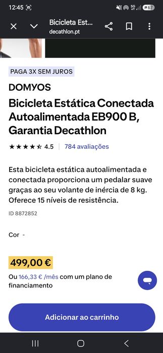 Bicicleta Estática Domyos EB900 B - com sinais de uso