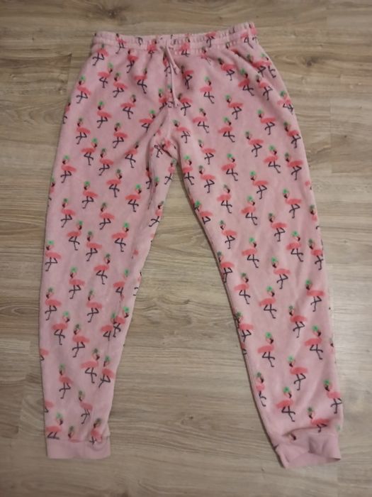 Rozowe spodnie od pidzamy flamingi r.42
