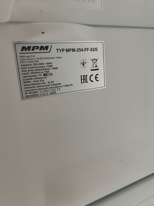 Lodówka Czarna MPM 180Cm No Frost