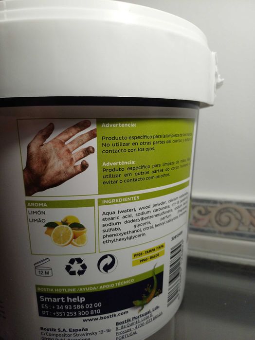 NOVO - Pasta Lava Mãos Bostik 4L - Limpeza Profissional (Aroma Limão)