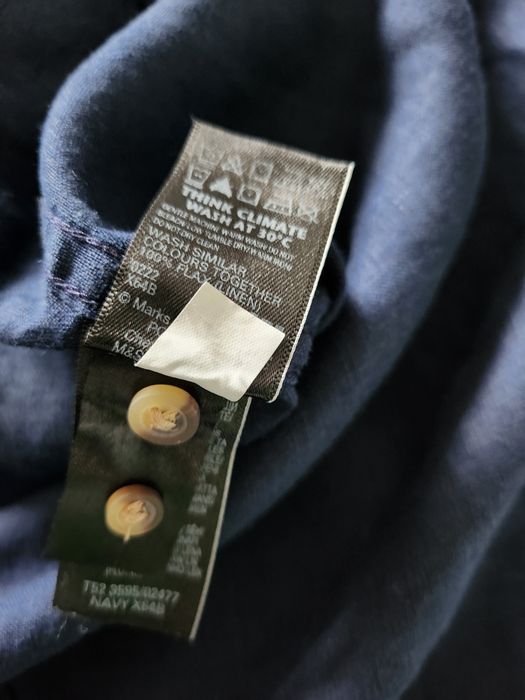 Синяя рубашка оверсайз M&S лён