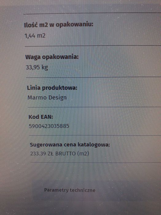 Gres szary gat. I polerowany 4,32 m2 Nowa Gala 83 zl/m2