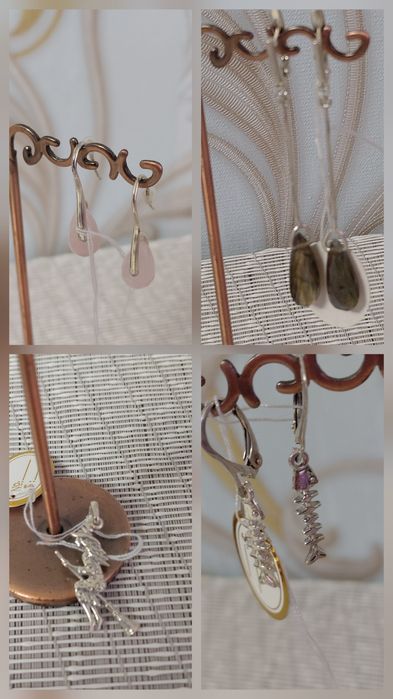 Серебро-серьги с натуральными камнями