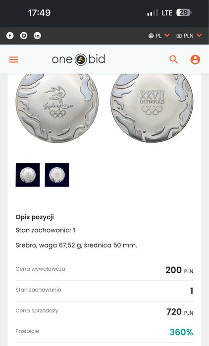 Medal XXVII Letnie Igrzyska Olimpijskie Sydney 2000