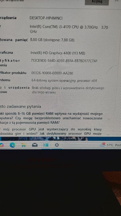 Komputer stacjonarny I3-4gen.