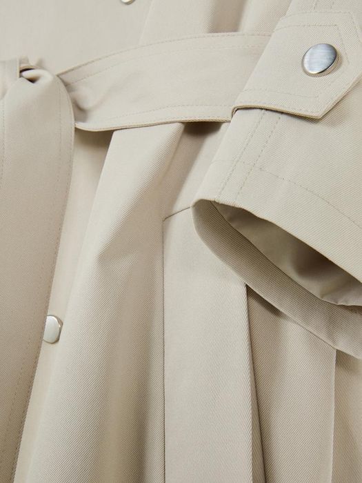 Długi prochowiec trencz z kołnierzem i paskiem do regulacji w talii L