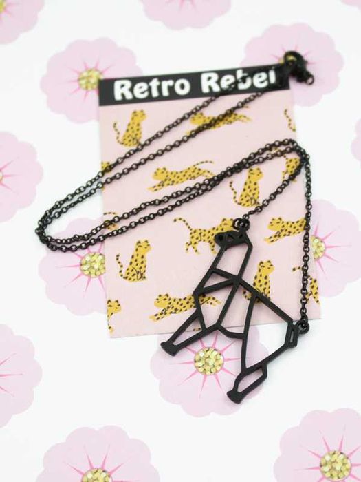 wisiorek LAMA geometryczny ALPAKA czarny retro R39