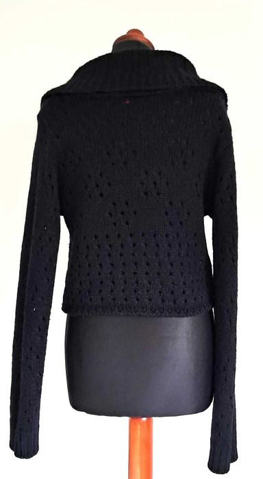 Czarny ażurowy sweter kardigan  vintage grunge M L XL