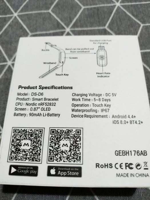 Relógio SmartBand DS-D6