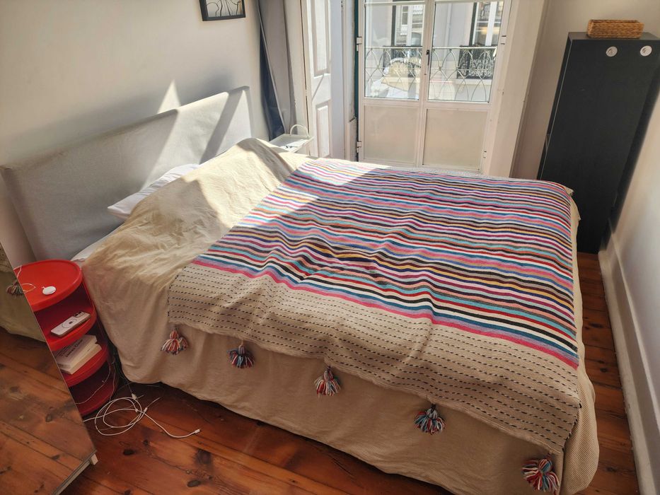 GLADSTAD Cama estofada c/2 caixas arrum, Kabusa cinz clr, 140x200 cm