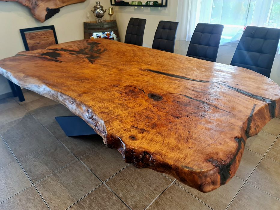 Stół drewniany z naturalną krawędzią rustykalny  dębowy z jesionu