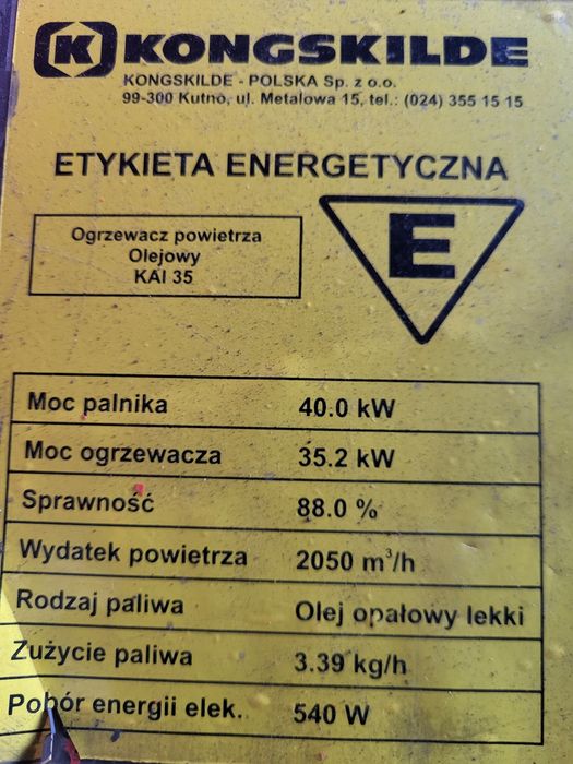 Nagrzewnica olejowa 40kw KONGSKILDE KAI 35 jak Master z kominem
