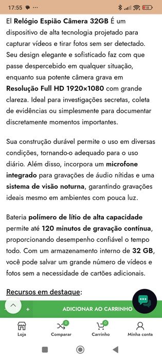 Relógio com câmera