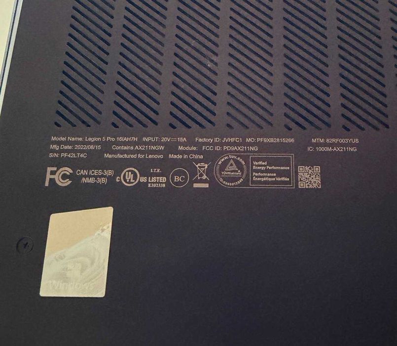 Lenovo Legion 5 Pro в ідеальному стані i7-12700H / RTX 3070 Ti / 55 циклів батареї