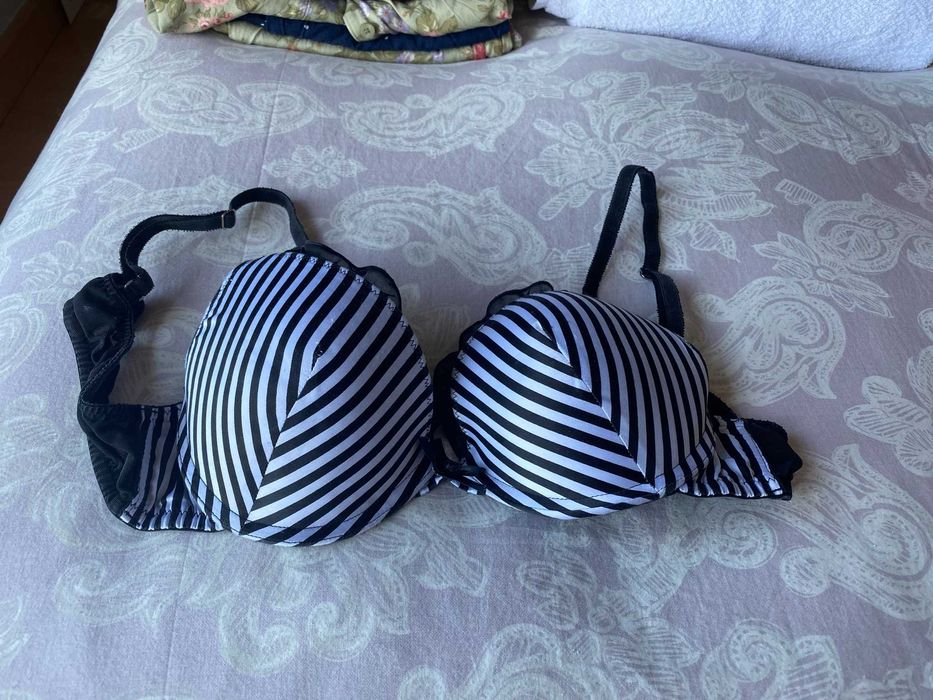 soutien preto e branco riscas oysho tamanho 36b