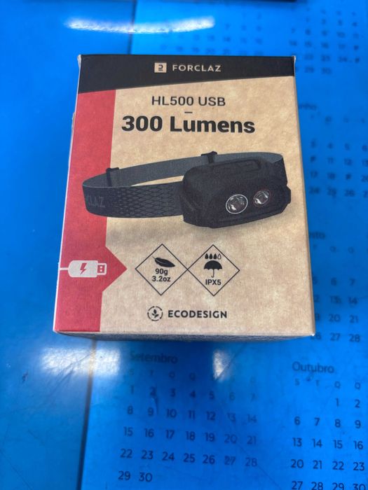 Lanterna Frontal Recarregável - 300 lúmenes