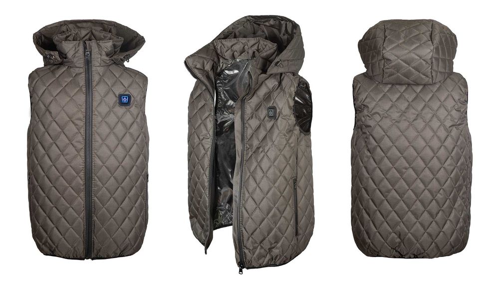 Теплый жилет с подогревом USB повербанка с капюшоном S-6XL камуфля́ж