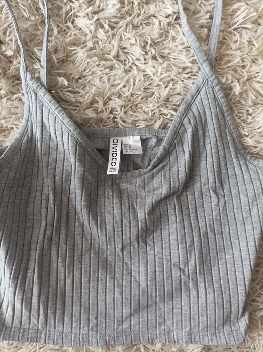 Szary prążkowany crop top H & M Divided/ Roz M/ Bawełna/ Wiskoza