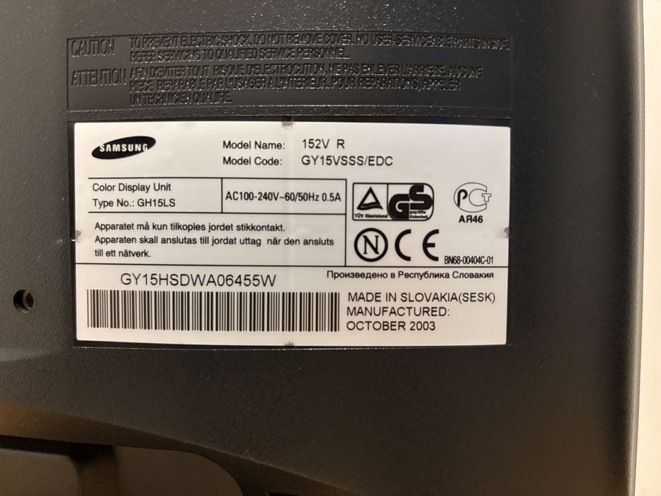 Monitor Samsung SyncMaster 152V