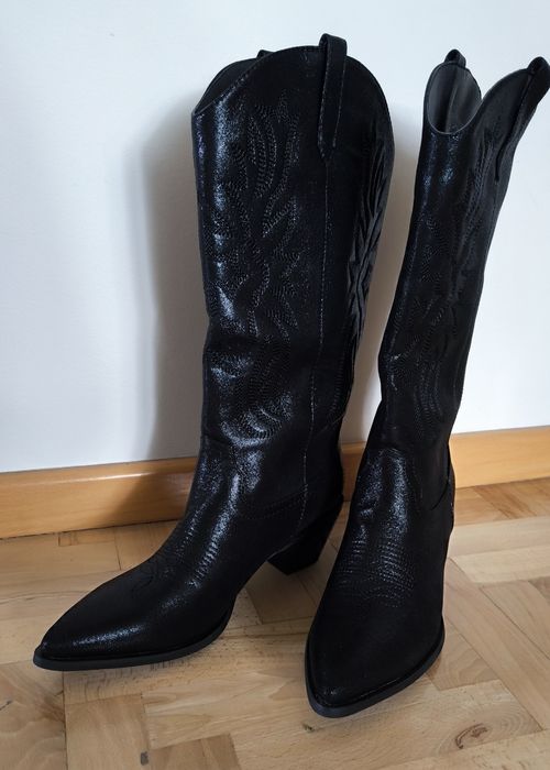 Buty damskie kozaki kowbojki przebranie kowboj 41, 42 czarne