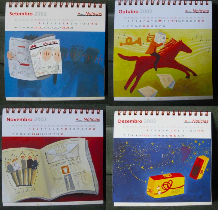 Calendário 2002 CTT em que cada Mês se Transforma num Postal