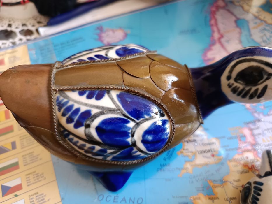 Patos mexicanos Tonala vintage raros antigoscerâmica blindado latão p