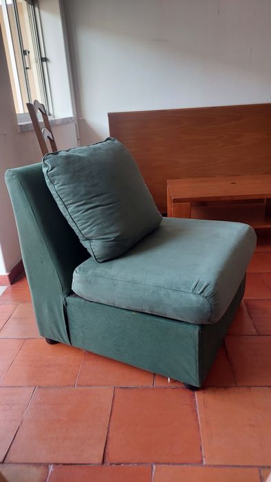 Cadeirão veludo + almofada Verde