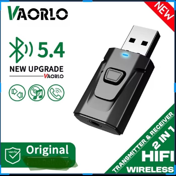 USB Bluetooth 5.4 аудіо передавач / приймач мікрофон, AUX / RCA, ТВ,ПК