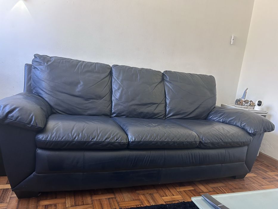 Sofa azul em Pele Divani&Divani