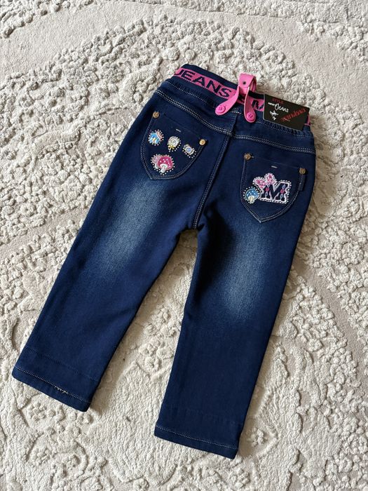 Дитячі зимові джинси на резинці для дівчинки фліс 92 104