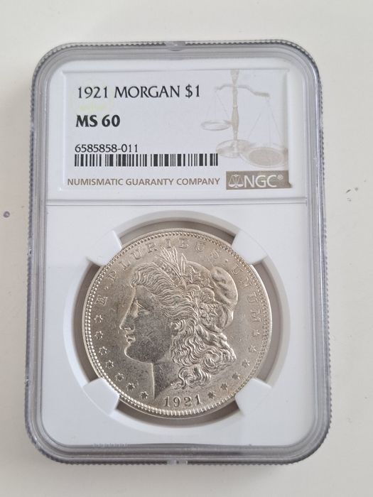 NGC MS60 1 Dolar Morgan 1921