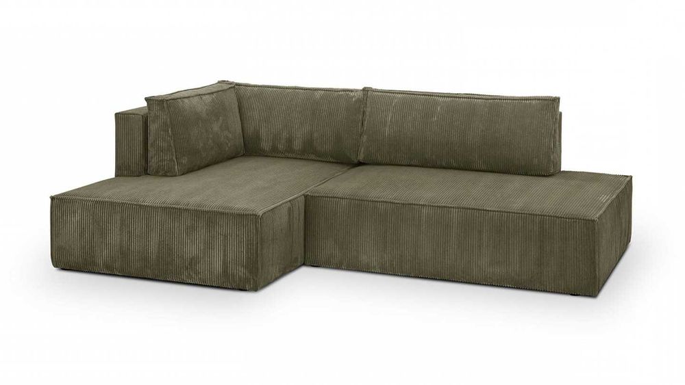 NOWY piękny narożnik modny tk. sztruks kolor zielony DOSTĘPNY OD RĘKI