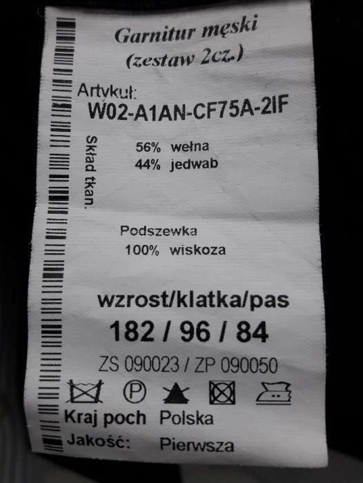 garnitur 2czesciowy 182/96/84 koszula spodnie ( marynarka )