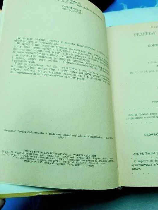 Zbiór przepisów BHP w budownictwie 1978