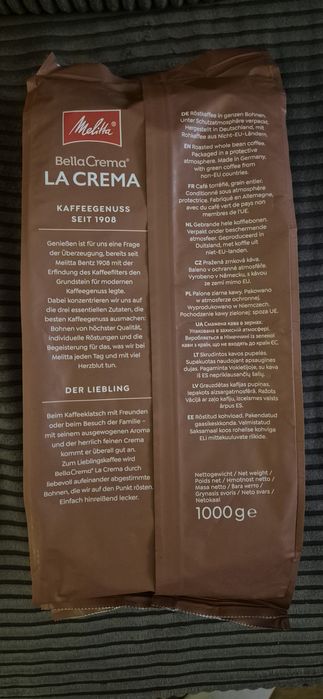 4x Kawa ziarnista Melitta BellaCrema La Crema 1KG