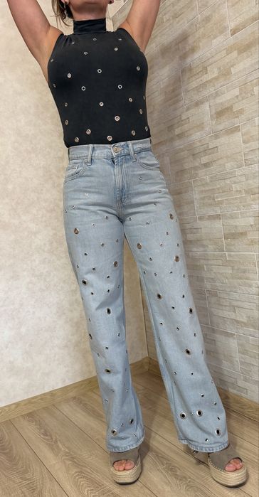 Комплект джинси та боді з люверсами ZARA