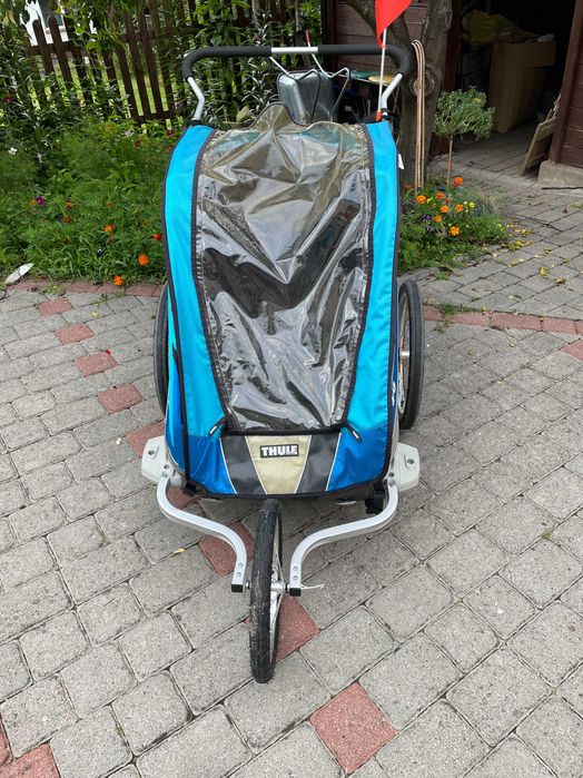 Przyczepka do roweru Thule wózek biegowy podwójny niebieski