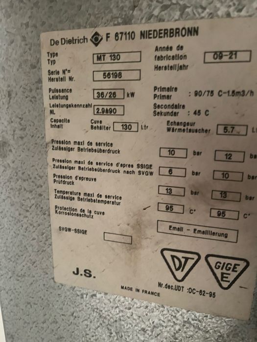 De Dietrich kociol olejowy