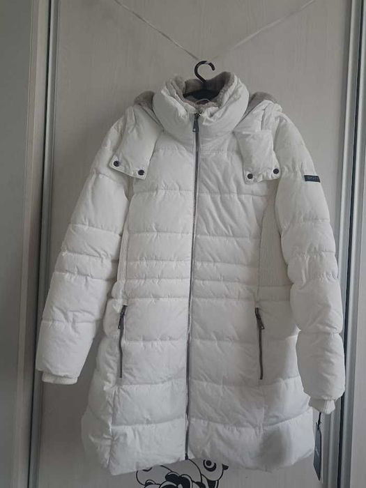 Kurtka Płaszcz Zimowy Biały Ocieplany Damski DKNY 1X